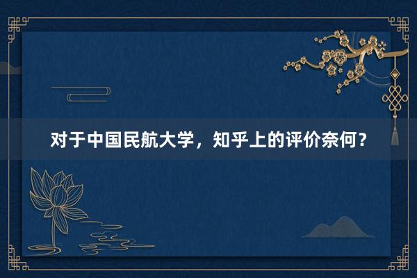 对于中国民航大学，知乎上的评价奈何？